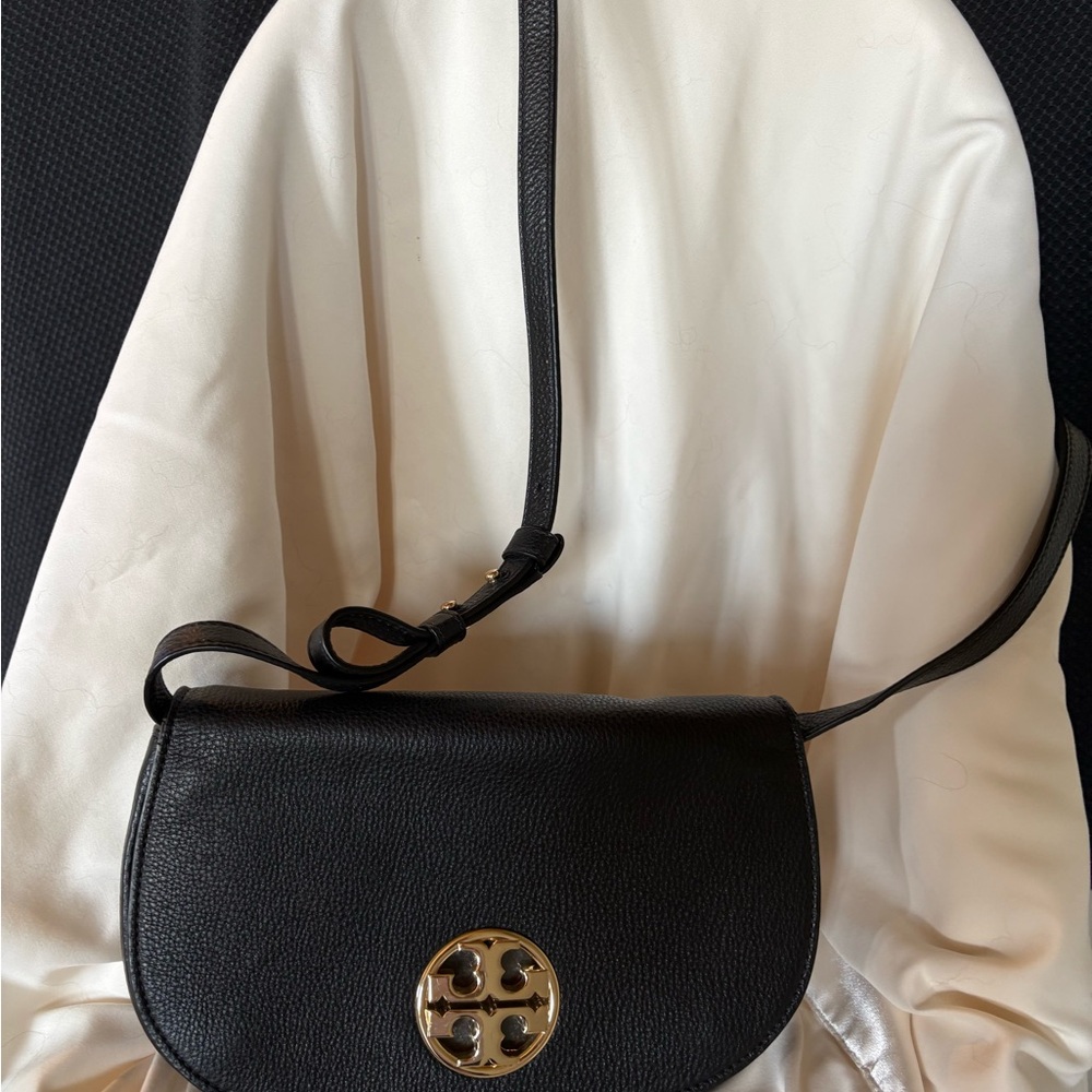 Tory Burch Black Crossbody Bag with Gold Emblem